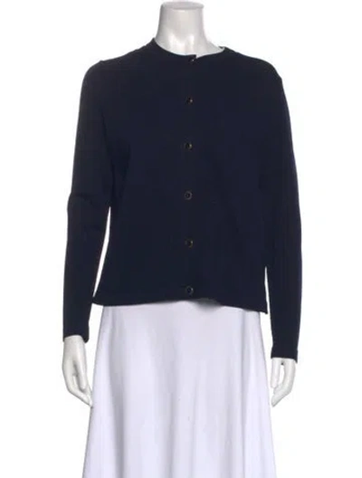 Pre-owned St John Wool Crew Neck Sweater In Blue