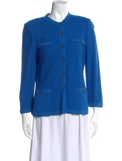 Pre-owned St John Wool Crew Neck Sweater In Blue