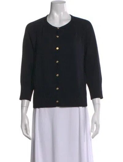 Pre-owned St John Wool Crew Neck Sweater In Blue