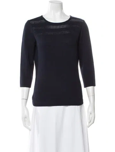 Pre-owned St John Wool Crew Neck Sweater In Blue