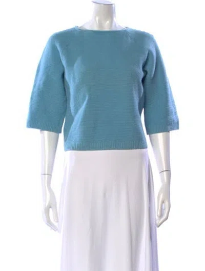 Pre-owned St John Wool Crew Neck Sweater In Blue