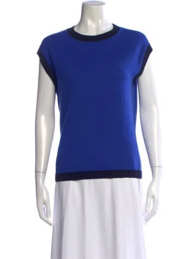 Pre-owned St John Wool Crew Neck Sweater In Blue