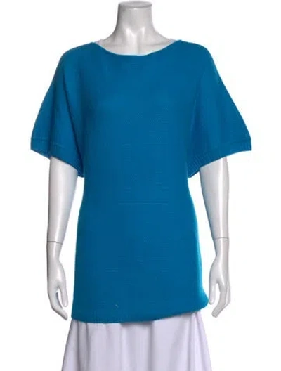 Pre-owned St John Wool Crew Neck Sweater In Blue