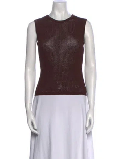 Pre-owned St John Wool Crew Neck Sweater In Brown