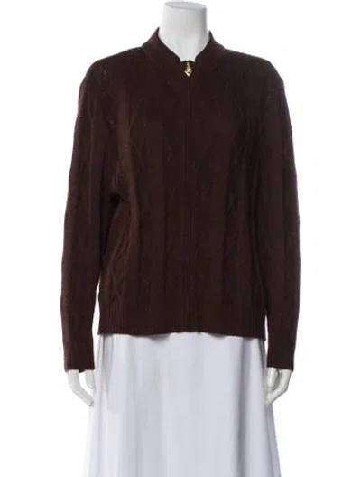 Pre-owned St John Wool Crew Neck Sweater In Brown