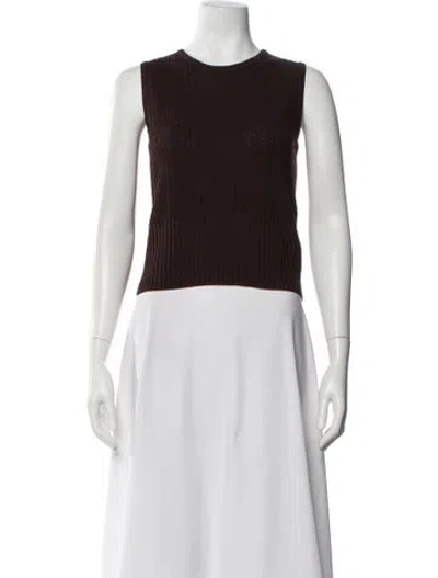 Pre-owned St John Wool Crew Neck Sweater In Brown