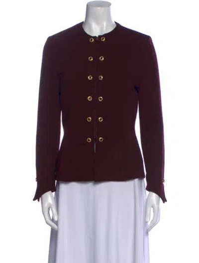 Pre-owned St John Wool Crew Neck Sweater In Burgundy