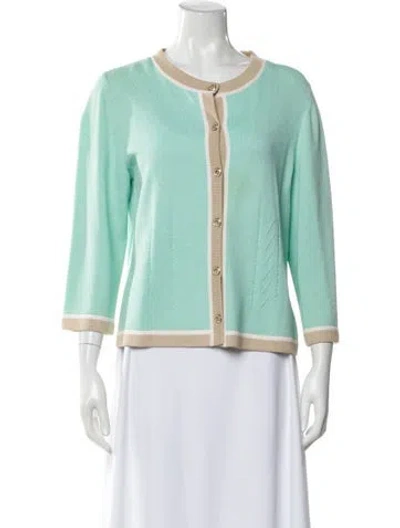 Pre-owned St John Wool Crew Neck Sweater In Green