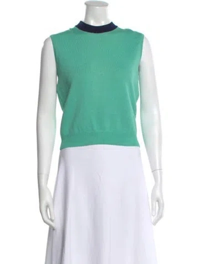 Pre-owned St John Wool Crew Neck Sweater In Green