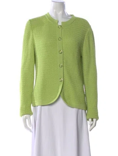 Pre-owned St John Wool Crew Neck Sweater In Green