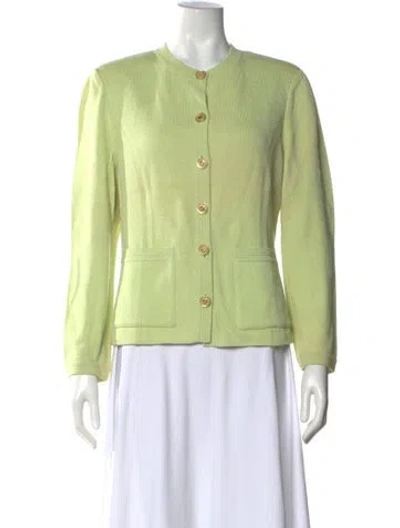 Pre-owned St John Wool Crew Neck Sweater In Green
