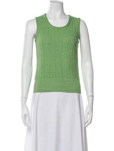 Pre-owned St John Wool Crew Neck Sweater In Green