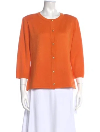Pre-owned St John Wool Crew Neck Sweater In Orange