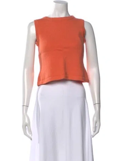 Pre-owned St John Wool Crew Neck Sweater In Orange
