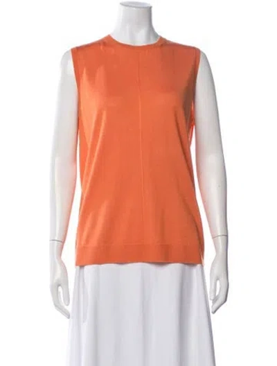 Pre-owned St John Wool Crew Neck Sweater In Orange
