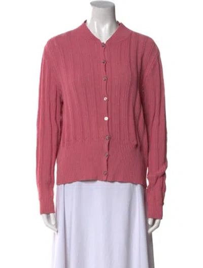 Pre-owned St John Wool Crew Neck Sweater In Pink