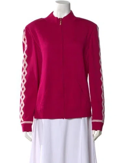 Pre-owned St John Wool Crew Neck Sweater In Pink