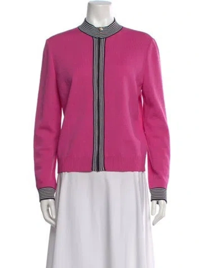 Pre-owned St John Wool Crew Neck Sweater In Pink