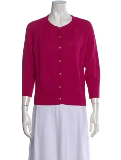 Pre-owned St John Wool Crew Neck Sweater In Pink