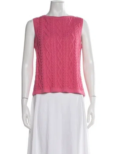 Pre-owned St John Wool Crew Neck Sweater In Pink