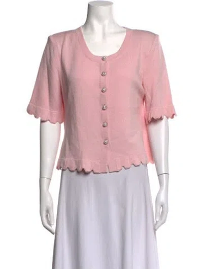 Pre-owned St John Wool Crew Neck Sweater In Pink
