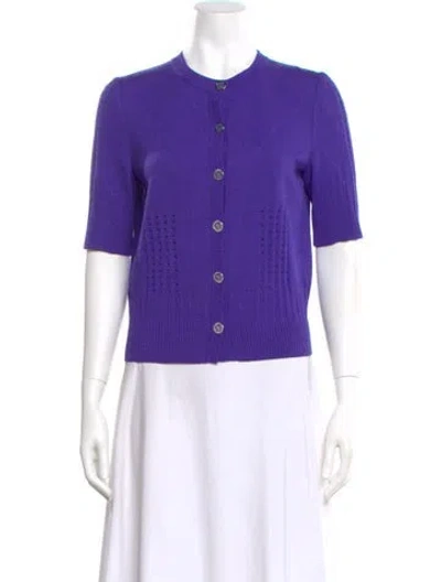 Pre-owned St John Wool Crew Neck Sweater In Purple