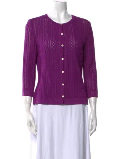 Pre-owned St John Wool Crew Neck Sweater In Purple