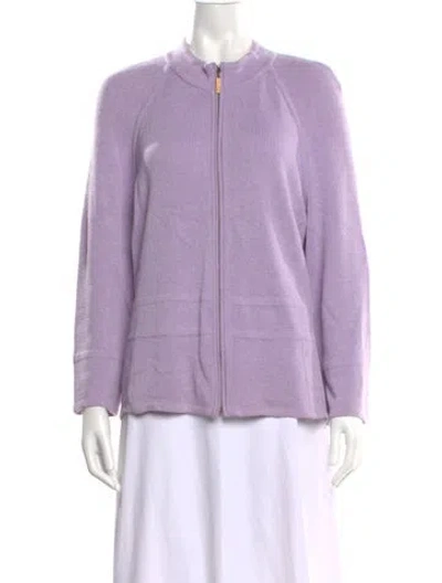 Pre-owned St John Wool Crew Neck Sweater In Purple