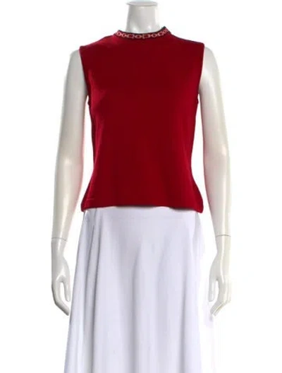 Pre-owned St John Wool Crew Neck Sweater In Red