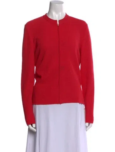 Pre-owned St John Wool Crew Neck Sweater In Red