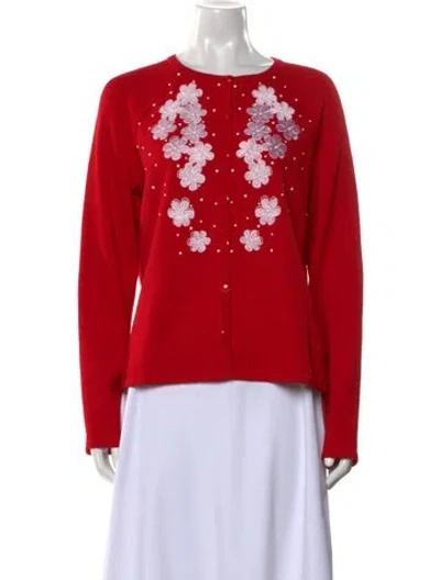 Pre-owned St John Wool Crew Neck Sweater In Red