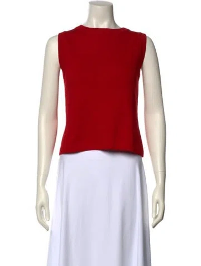 Pre-owned St John Wool Crew Neck Sweater In Red