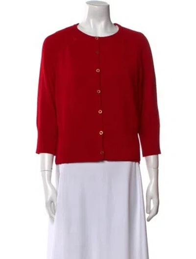 Pre-owned St John Wool Crew Neck Sweater In Red
