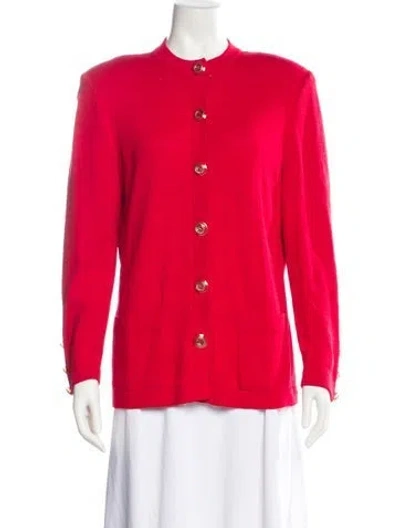 Pre-owned St John Wool Crew Neck Sweater In Red