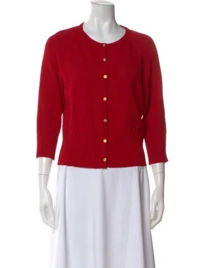 Pre-owned St John Wool Crew Neck Sweater In Red