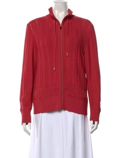 Pre-owned St John Wool Crew Neck Sweater In Red