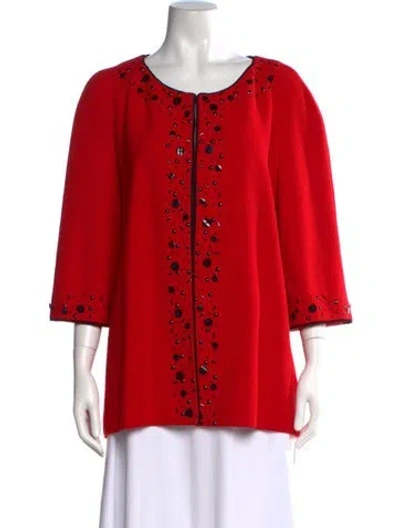 Pre-owned St John Wool Crew Neck Sweater In Red