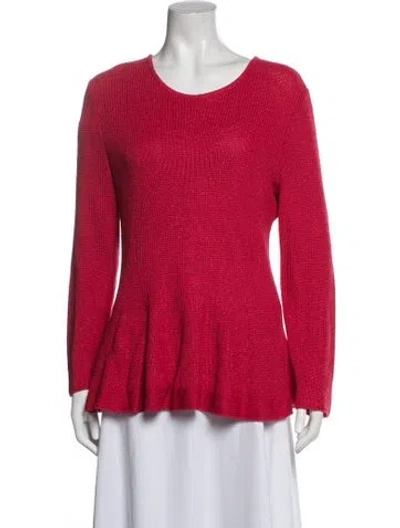 Pre-owned St John Wool Crew Neck Sweater In Red