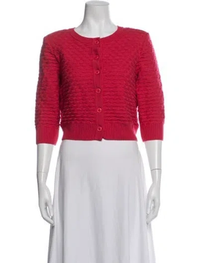 Pre-owned St John Wool Crew Neck Sweater In Red