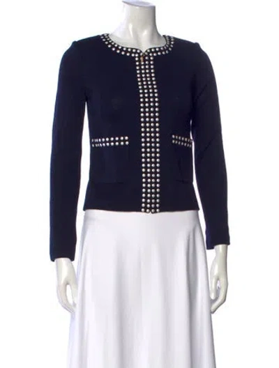 Pre-owned St John Wool Crew Neck Sweater W/ Tags In Blue