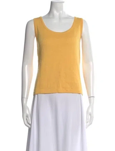 Pre-owned St John Wool Crew Neck Sweater In Yellow