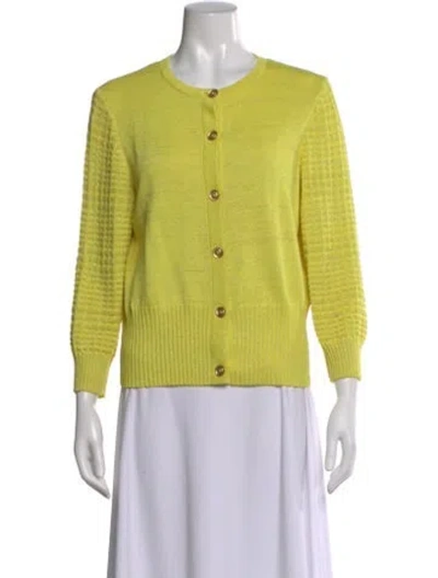 Pre-owned St John Wool Crew Neck Sweater In Yellow