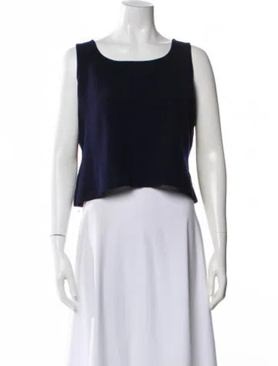 Pre-owned St John Wool Crew Neck Top In Blue