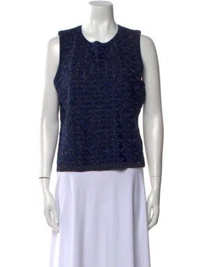 Pre-owned St John Wool Crew Neck Top In Blue