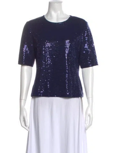 Pre-owned St John Wool Crew Neck Top In Blue