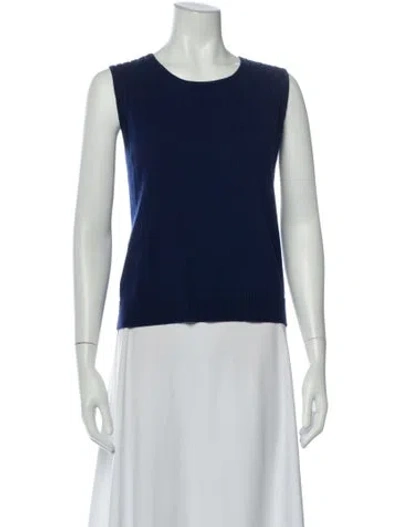 Pre-owned St John Wool Crew Neck Top In Blue