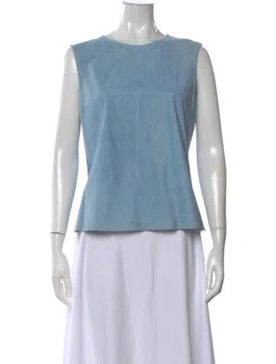Pre-owned St John Wool Crew Neck Top In Blue