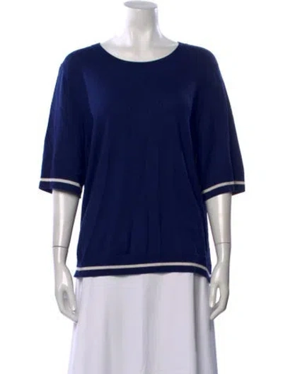 Pre-owned St John Wool Crew Neck Top In Blue