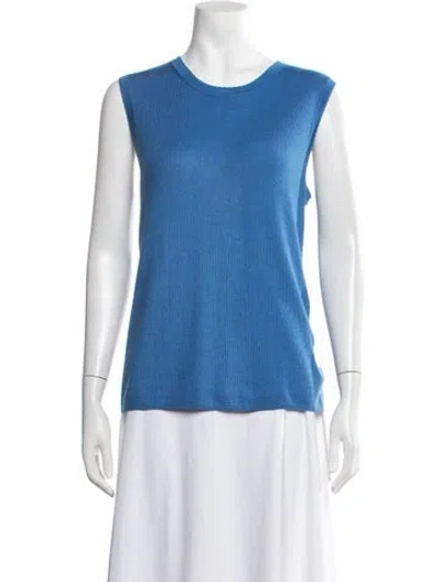 Pre-owned St John Wool Crew Neck Top In Blue