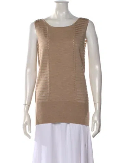 Pre-owned St John Wool Crew Neck Top In Brown